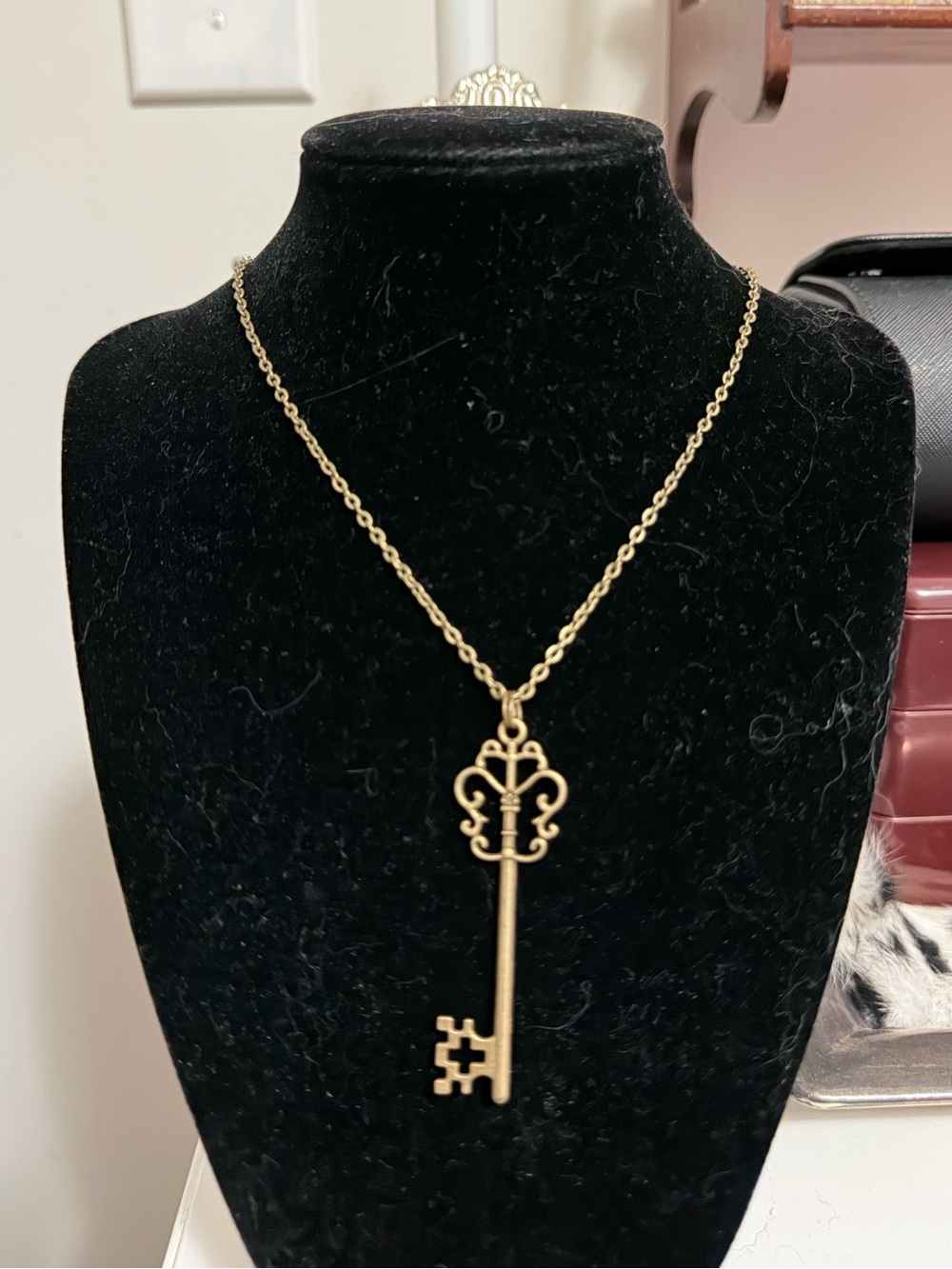 Vintage Ornate Inspired Brass Key Necklace